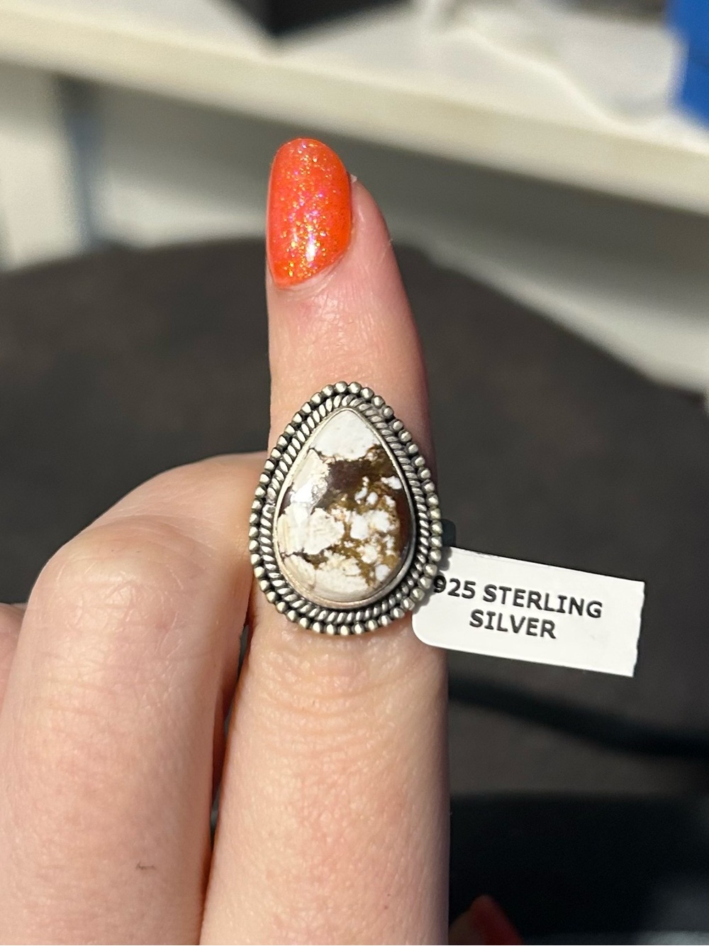 Sterling Silver Wildhorse Jasper Teardrop Stone Ring